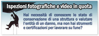 ispezioni fotografiche e video su corda in quota